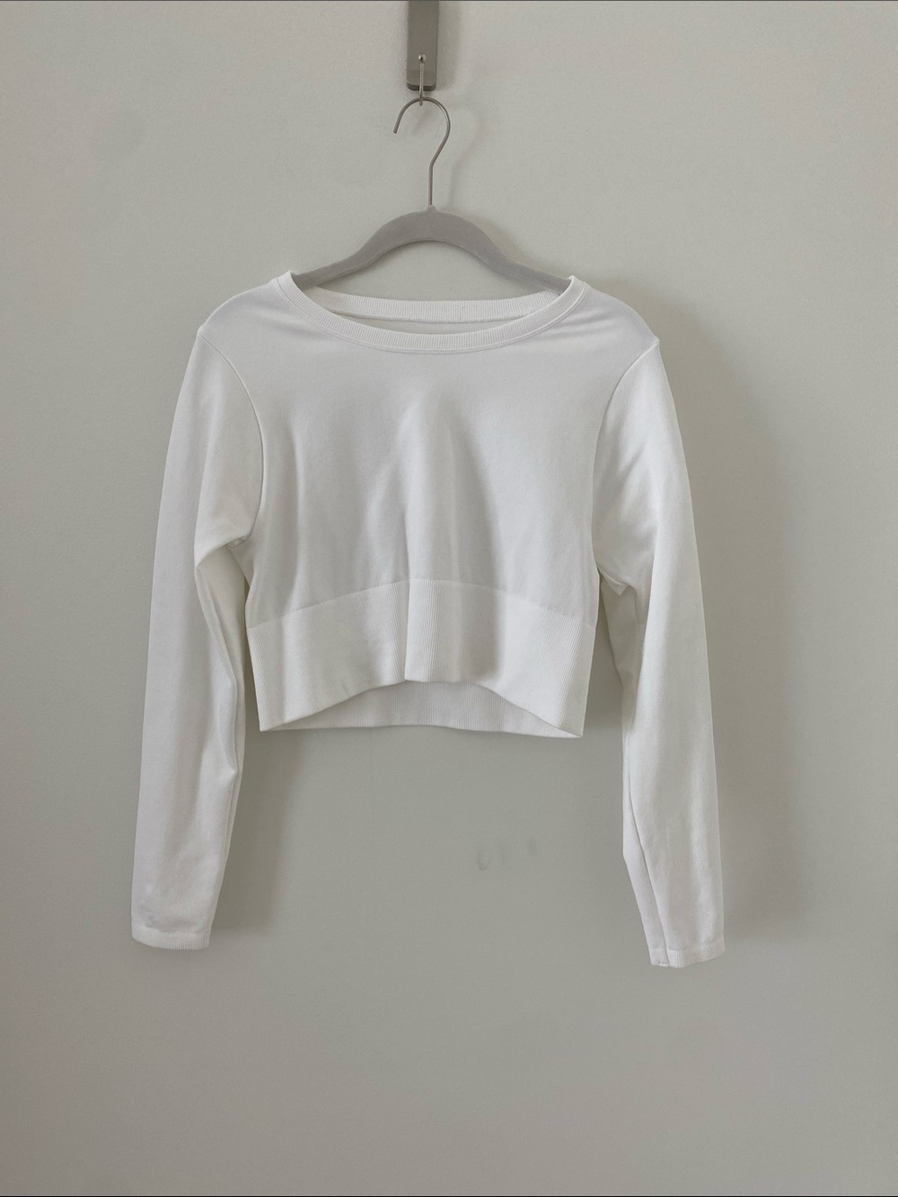 Cropped Long Sleeve Top in White